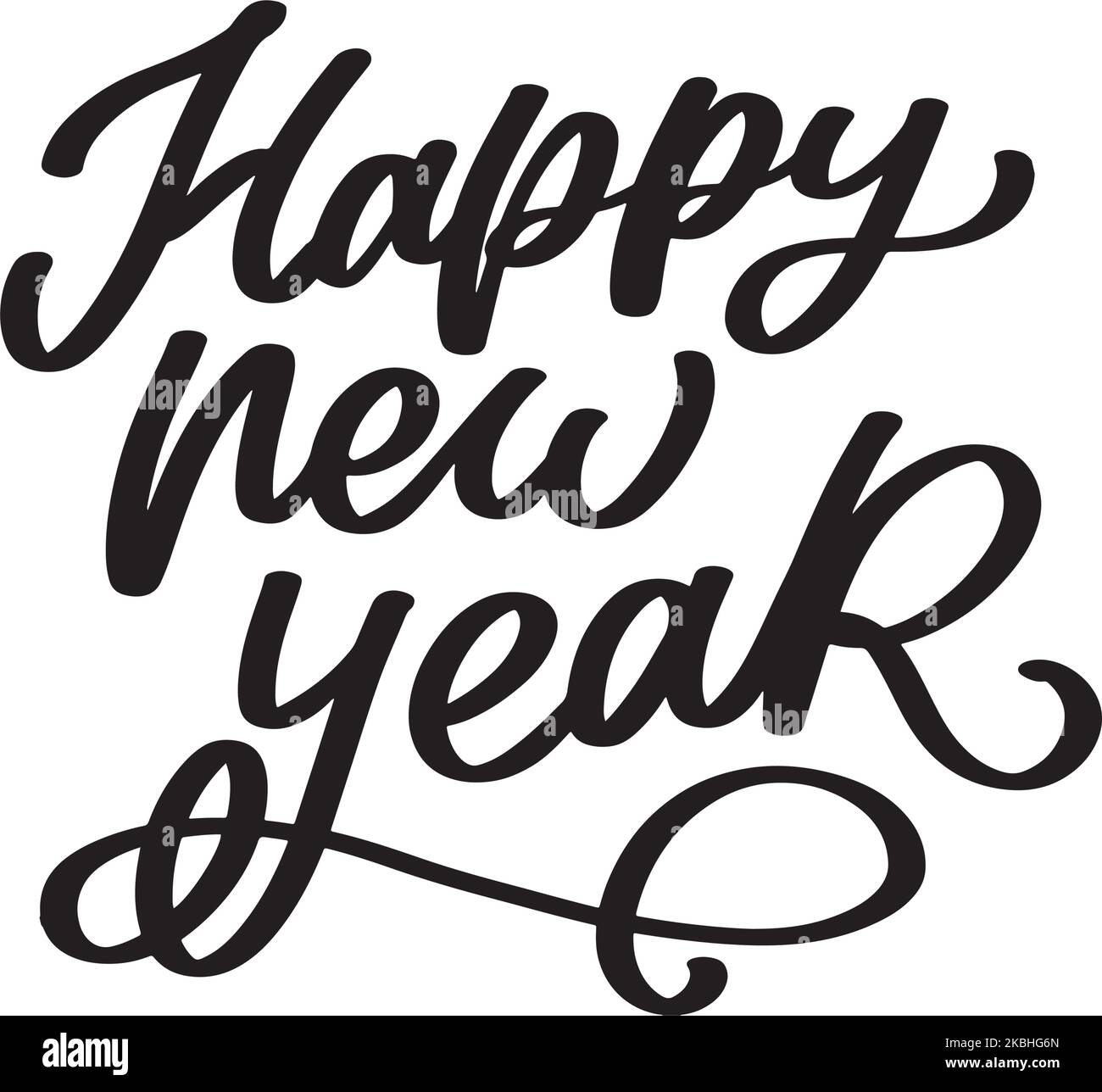 Illustration vectorielle. Composition manuscrite de lettres en forme de pinceau calligraphique de Happy New Year 2023 Illustration de Vecteur