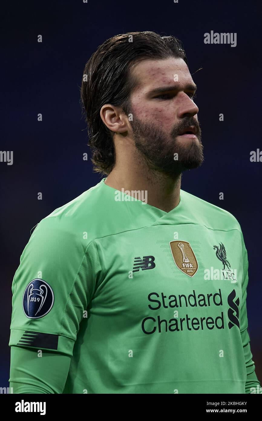 Alisson Becker de Liverpool lors de la manche de la Ligue des champions de l'UEFA de 16 match de première jambe entre l'Atlético de Madrid et le FC de Liverpool à Wanda Metropolitano sur 18 février 2020 à Madrid, Espagne. (Photo de Jose Breton/Pics action/NurPhoto) Banque D'Images