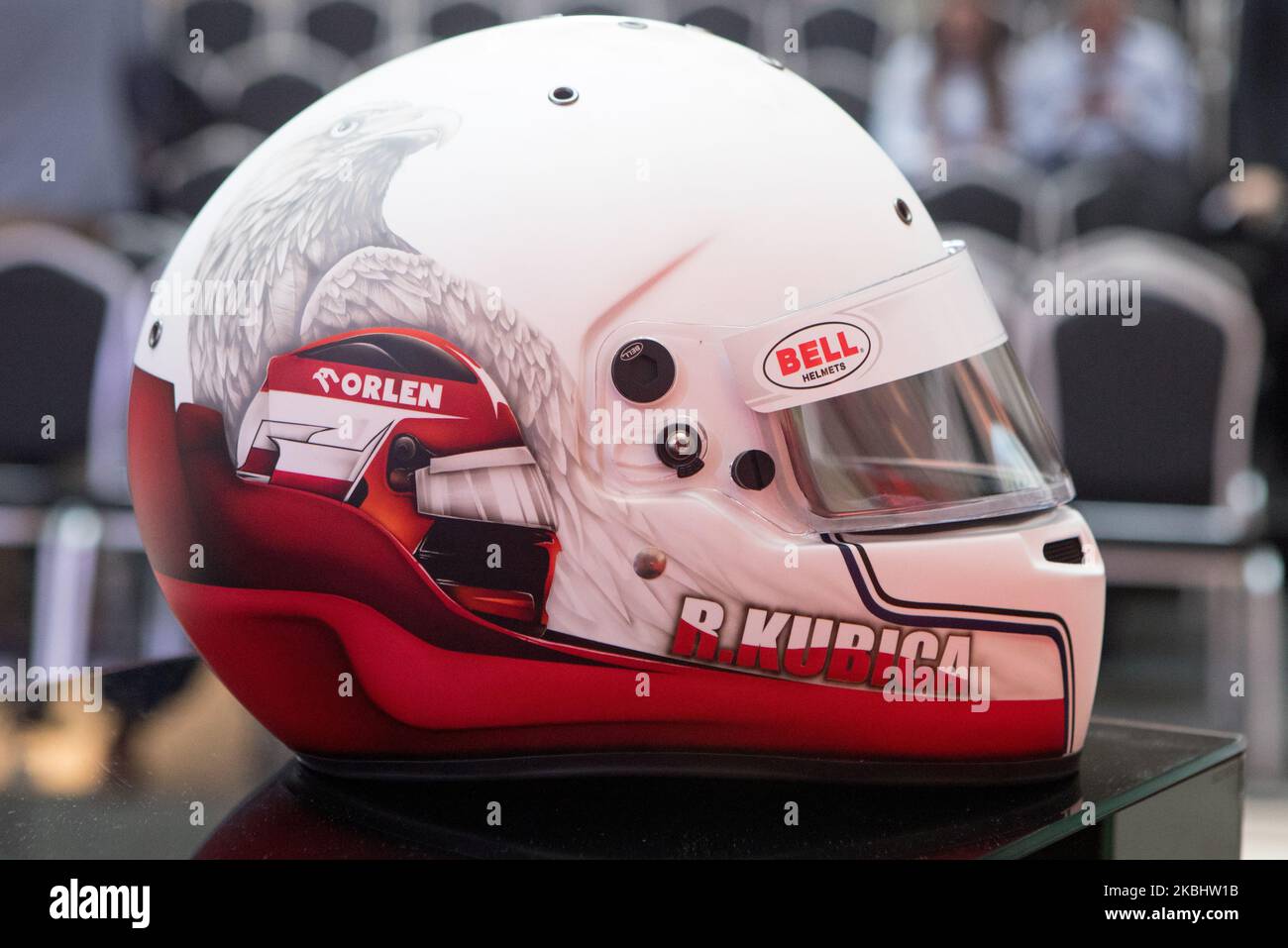 KASK Roberta Kubicy lors de la présentation de l'équipe d'Alfa Romeo Racing Orlen lors de la journée des médias de l'équipe F1 à Varsovie, en Pologne, sur 24 février 2020. (Photo par Foto Olimpik/NurPhoto) Banque D'Images