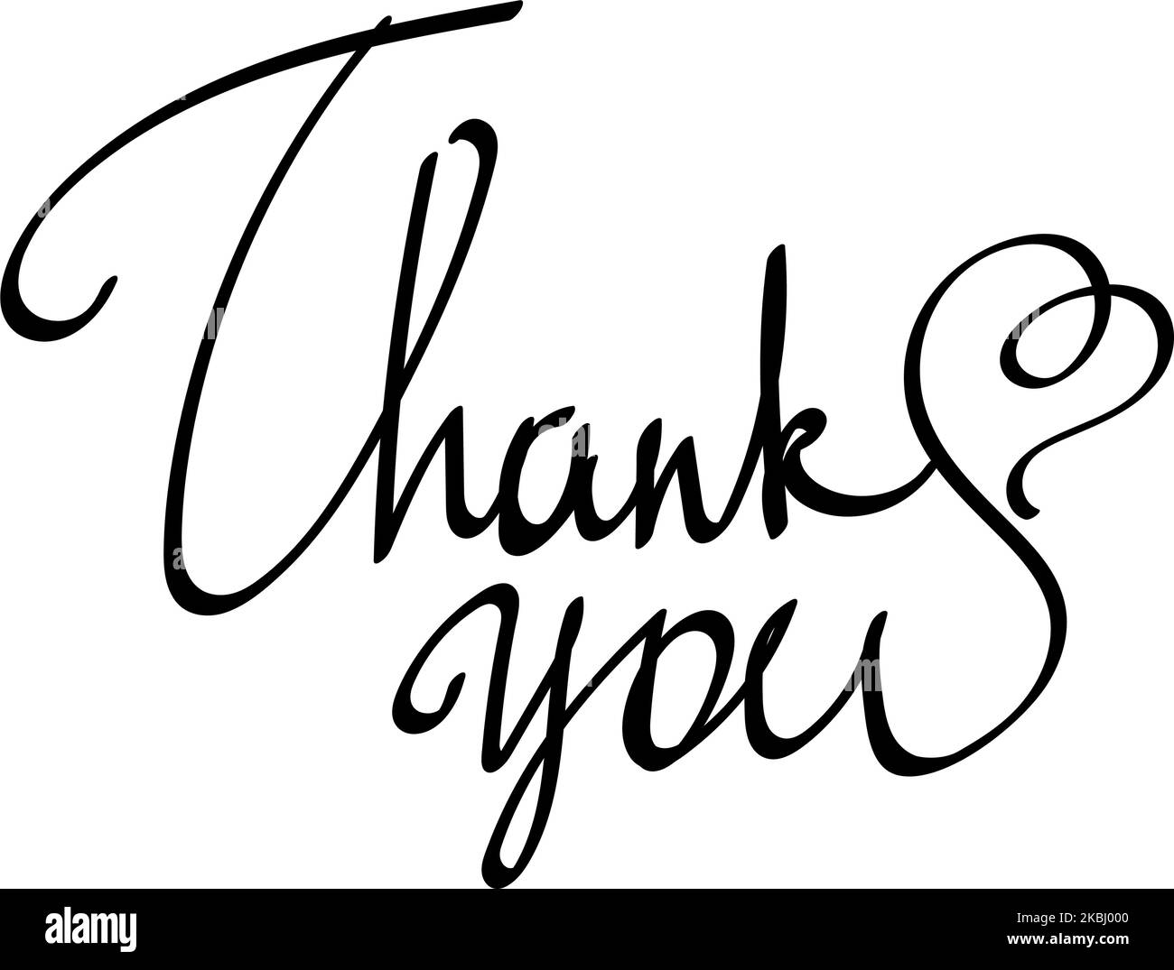 Lettre de remerciement manuscrite. Vecteur isolé sur fond blanc. Calligraphie. Coeur stylisé. Convient aux cartes de vœux Illustration de Vecteur