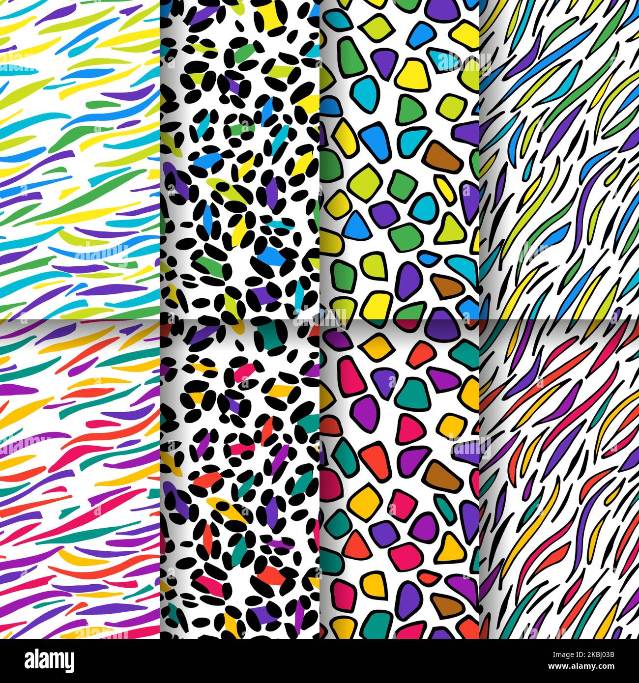 Peau à imprimé tigre, zèbre, girafe et léopard multicolore. Illustration de Vecteur