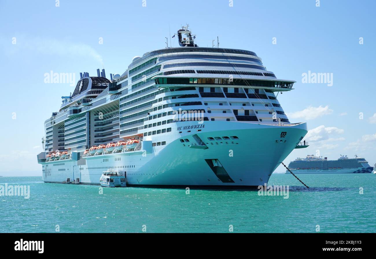 Une vue de MSC Meraviglia, mer des Caraïbes, Costa Maya, Mexique, sur 22 janvier, 2020. (Photo de Gabriele Maricchiolo/NurPhoto) Banque D'Images