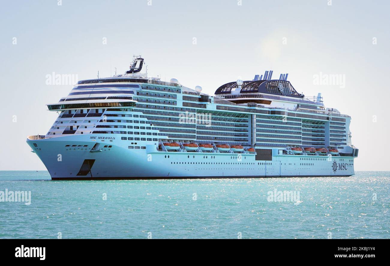 Une vue de MSC Meraviglia, mer des Caraïbes, Costa Maya, Mexique, sur 22 janvier, 2020. (Photo de Gabriele Maricchiolo/NurPhoto) Banque D'Images