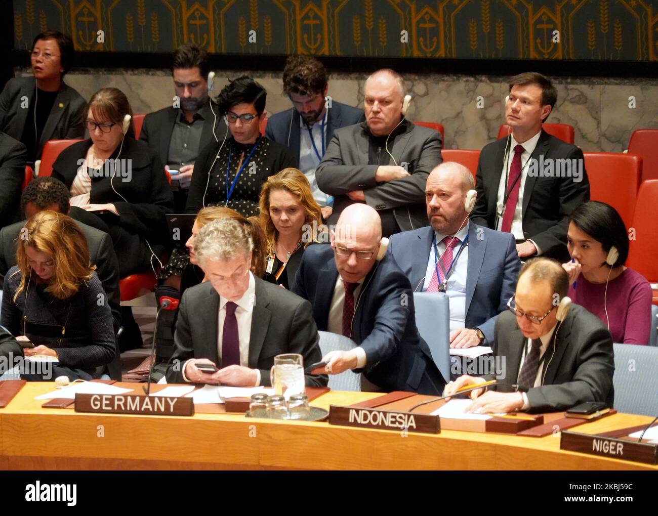 Christoph Heusgen, Représentant permanent de l'Allemagne auprès de l'ONU (en face), assiste à la réunion d'émergence du Conseil de sécurité de l'ONU sur la situation en Syrie à 28 février 2020 à New York, aux États-Unis. (Photo de Selcuk Acar/NurPhoto) Banque D'Images