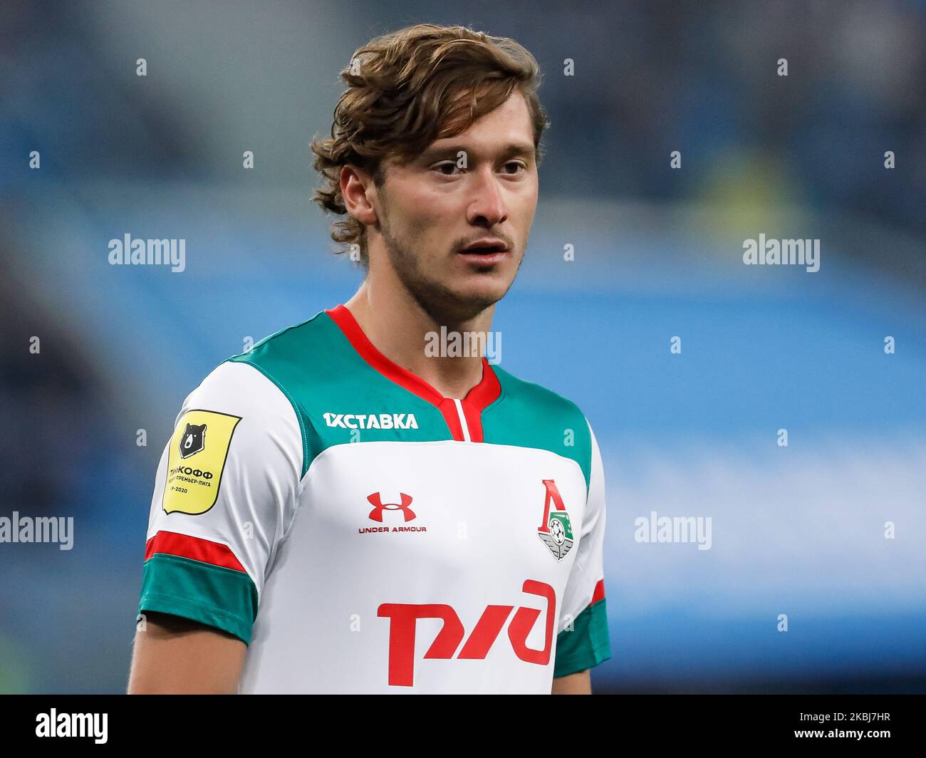 Aleksei Miranchuk de Lokomotiv Moscou lors du match de la première Ligue russe entre le FC Zenit Saint-Pétersbourg et le FC Lokomotiv Moscou sur 29 février 2020 à l'arène Gazprom à Saint-Pétersbourg, Russie. (Photo de Mike Kireev/NurPhoto) Banque D'Images