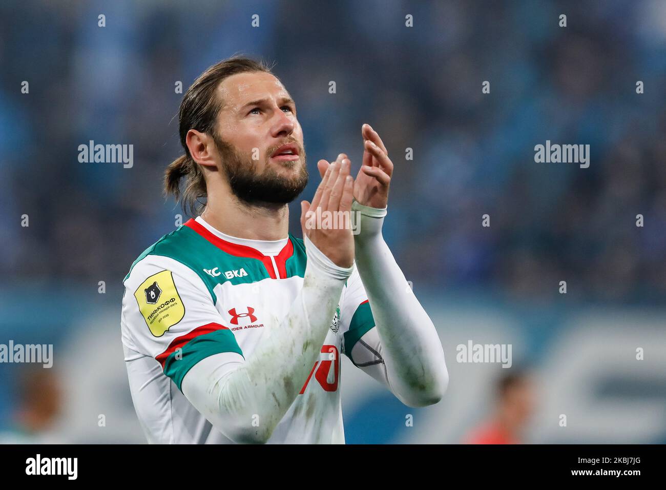 Grzegorz Krychowiak de Lokomotiv Moscou lors du match de la première Ligue russe entre le FC Zenit Saint-Pétersbourg et le FC Lokomotiv Moscou sur 29 février 2020 à l'arène Gazprom de Saint-Pétersbourg, Russie. (Photo de Mike Kireev/NurPhoto) Banque D'Images