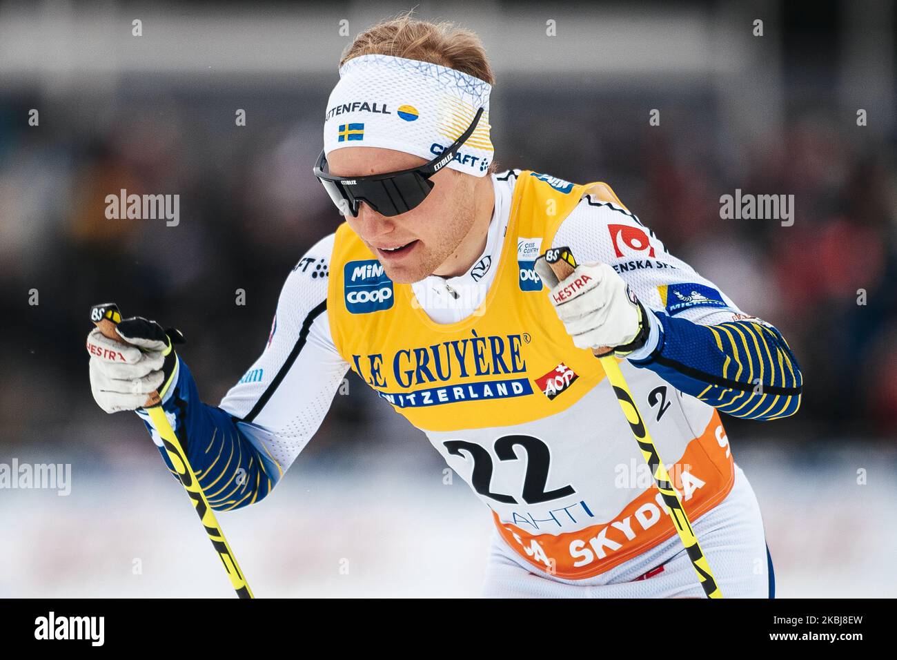 Bjoern Sandstroem pendant l’intervalle de 15,0 km entre les hommes et les pays des Championnats du monde de ski nordique de la FIS à Lahti, en Finlande, sur 29 février 2020. (Photo par Antti Yrjonen/NurPhoto) Banque D'Images