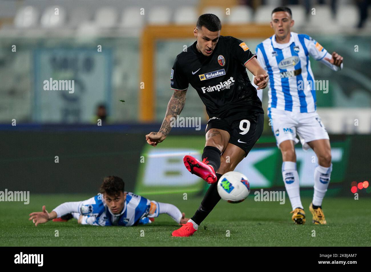 Gianluca Scamacca d'Ascoli Calcio 1898 FC pendant le match de la série italienne B 2019/2020 entre Pescara Calcio 1936 et Ascoli Calcio 1898 FC au Stadio Adriatico Giovanni Cornacchia sur 1 mars 2020 à Pescara, Italie. (Photo de Danilo Di Giovanni/NurPhoto) Banque D'Images