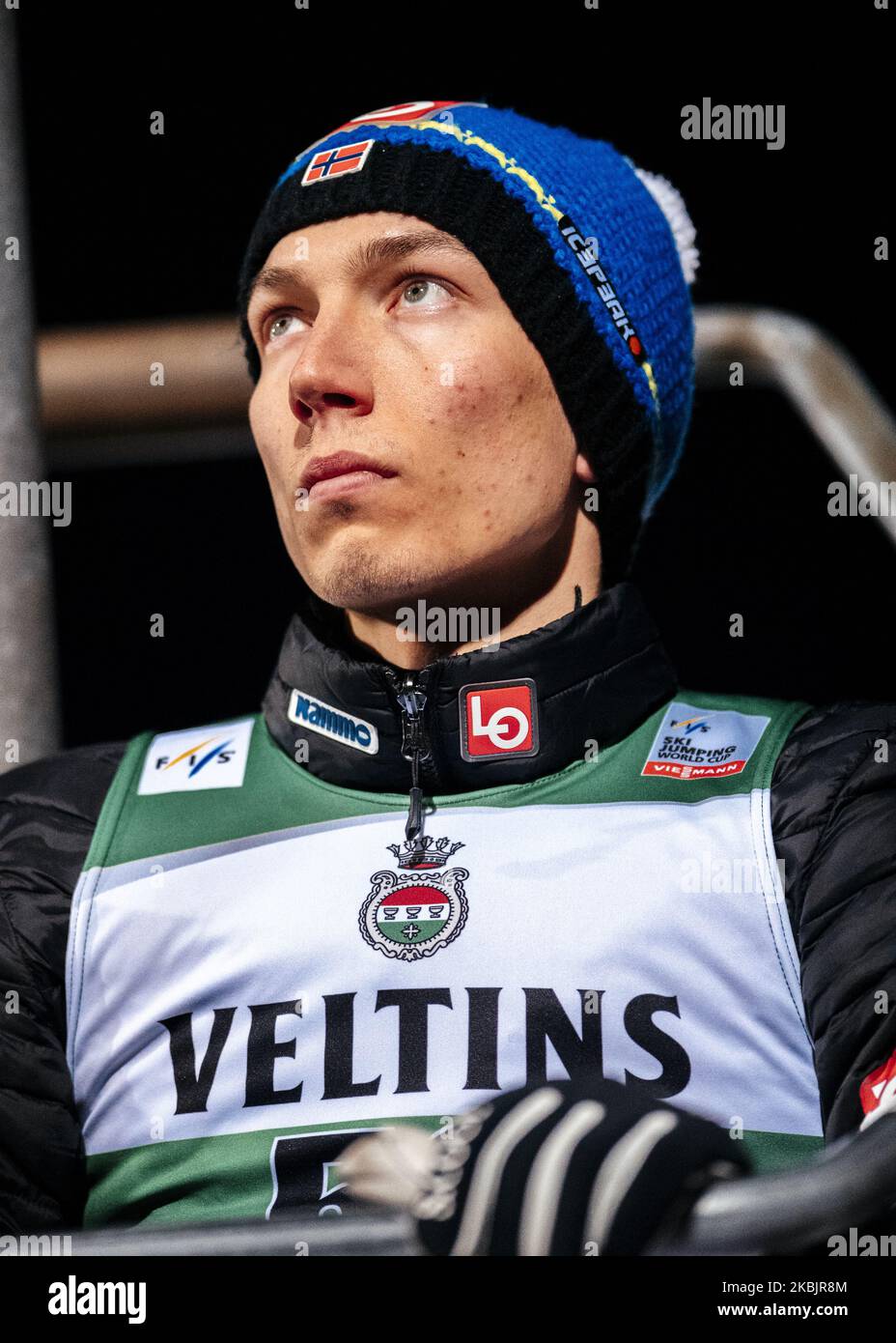 Johann Andre Forfang lors de la première partie de la grande colline hommes individu HS130 de la coupe du monde de saut à ski FIS à Lahti, Finlande, sur 28 février 2020. (Photo par Antti Yrjonen/NurPhoto) Banque D'Images