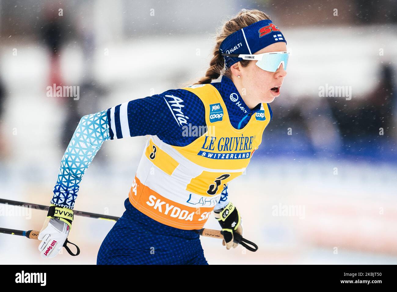 Laura Mononen participe au relais féminin 4x5.0 km de la coupe du monde de la FIS à Lahti, en Finlande, sur 1 mars 2020. (Photo par Antti Yrjonen/NurPhoto) Banque D'Images