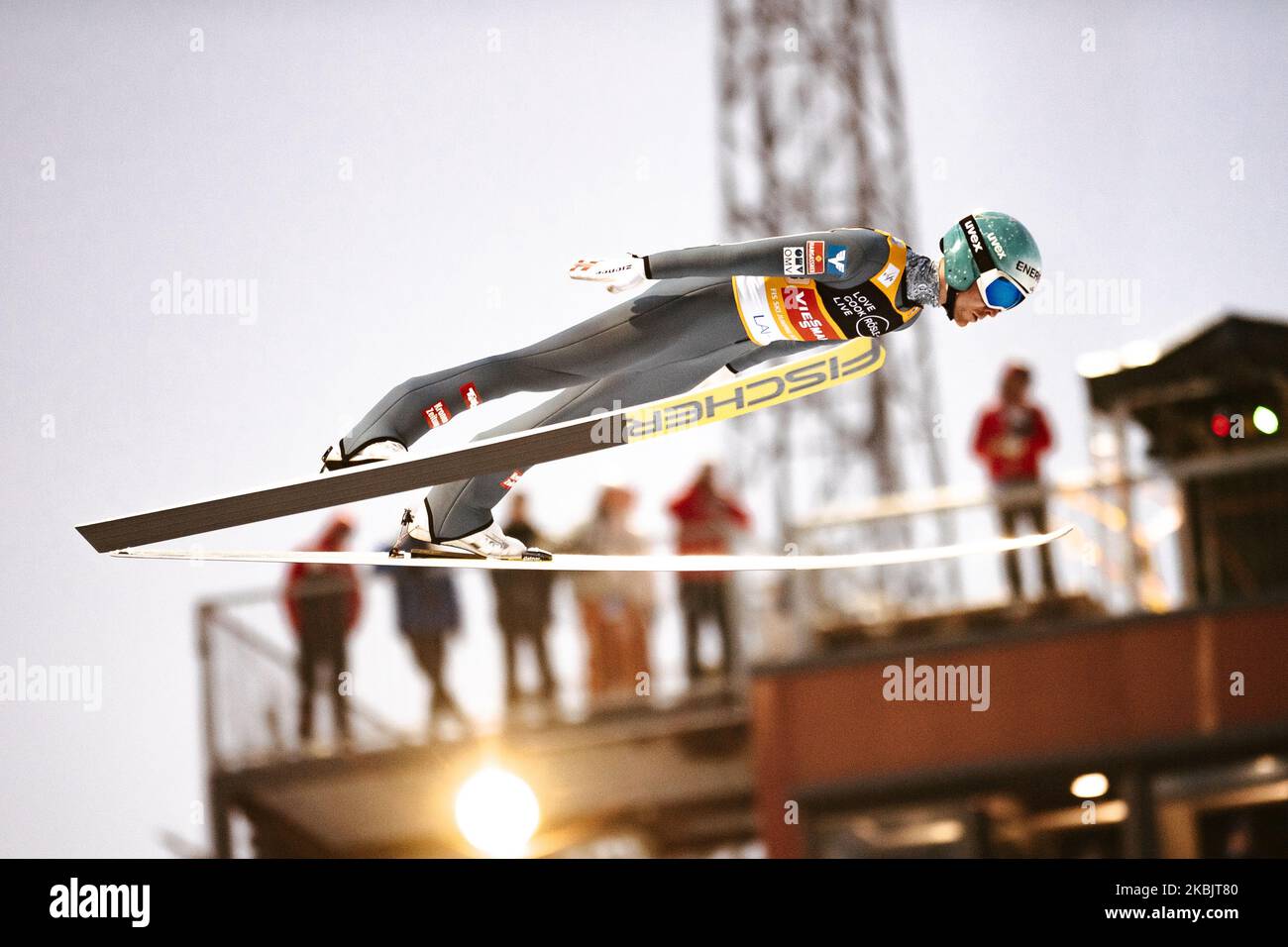Michael Hayboeck est en plein air lors de la compétition HS130 de la coupe du monde de saut à ski FIS à Lahti, en Finlande, sur 29 février 2020. (Photo par Antti Yrjonen/NurPhoto) Banque D'Images