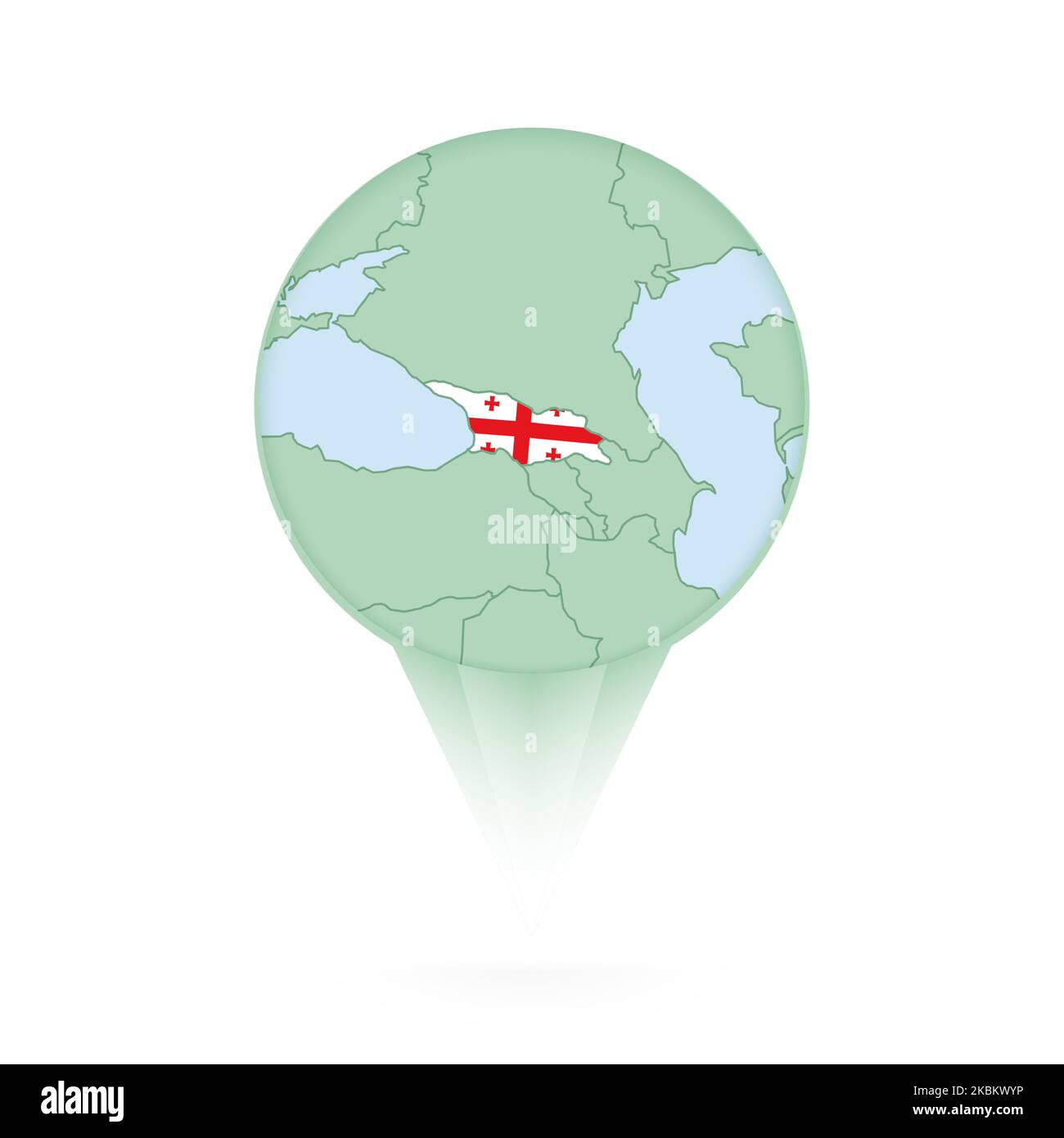 Carte de la Géorgie, icône élégante avec carte et drapeau de la Géorgie. Icône PIN verte. Illustration de Vecteur