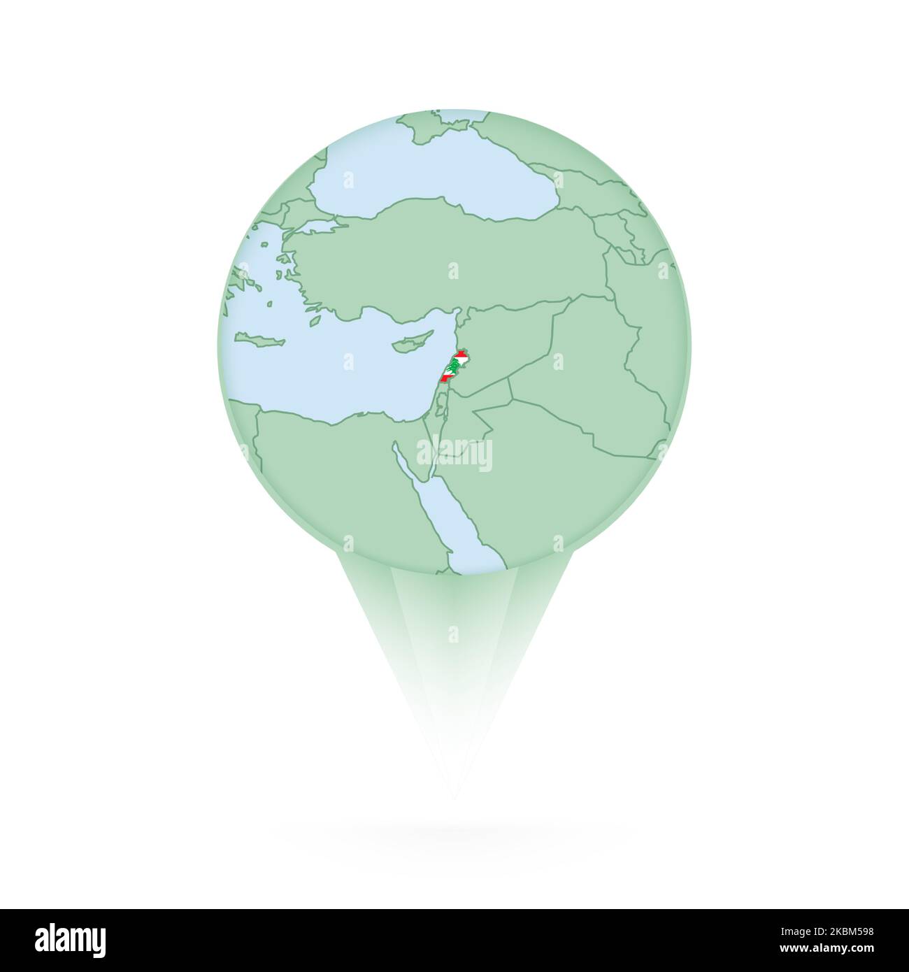 Carte du Liban, icône d'emplacement élégante avec carte et drapeau du Liban. Icône PIN verte. Illustration de Vecteur