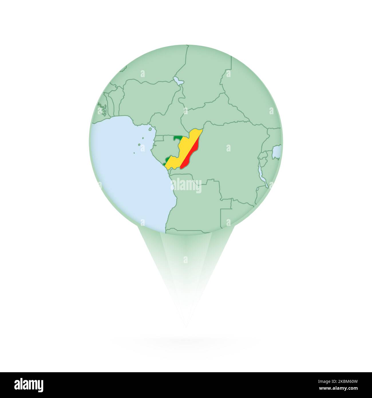 Carte du Congo, icône de situation élégante avec carte et drapeau du Congo. Icône PIN verte. Illustration de Vecteur