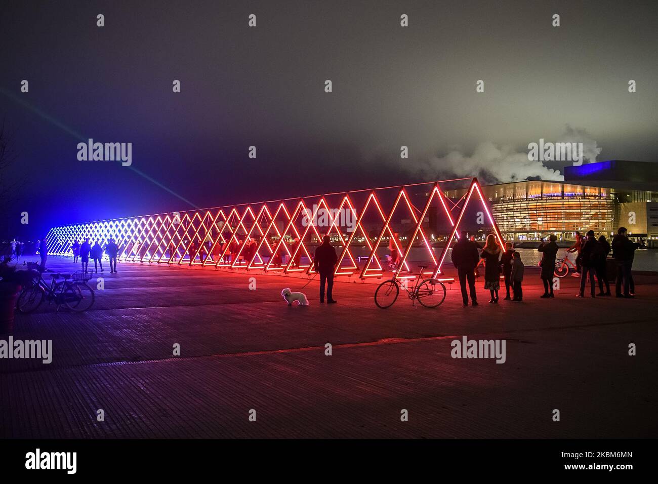 Installation de la porte des feux. Festival de la lumière à Copenhague, Danemark sur 7 février 2020. (Photo de Maxym Marusenko/NurPhoto) Banque D'Images