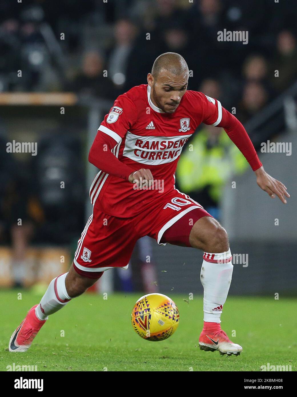 Martin Braithwaite de Middlesbrough lors du match de championnat Sky Bet entre Hull City et Middlesbrough au KC Stadium, Kingston upon Hull, Royaume-Uni, le 31st octobre 2017. (Photo de Mark Fletcher/MI News/NurPhoto) Banque D'Images