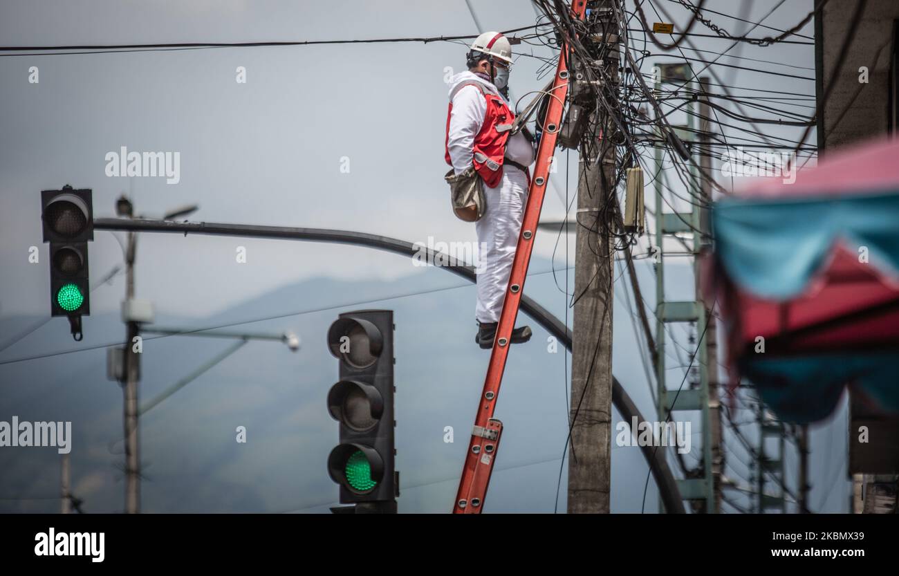 Un point de vue général de Quito, Équateur, sur le 24 avril 2020 pendant l'urgence du coronavirus. (Photo de Rafael Rodriguez/NurPhoto) Banque D'Images