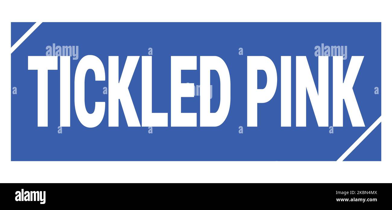 Texte ROSE SUR L'étiquette bleue du timbre grungy. Banque D'Images