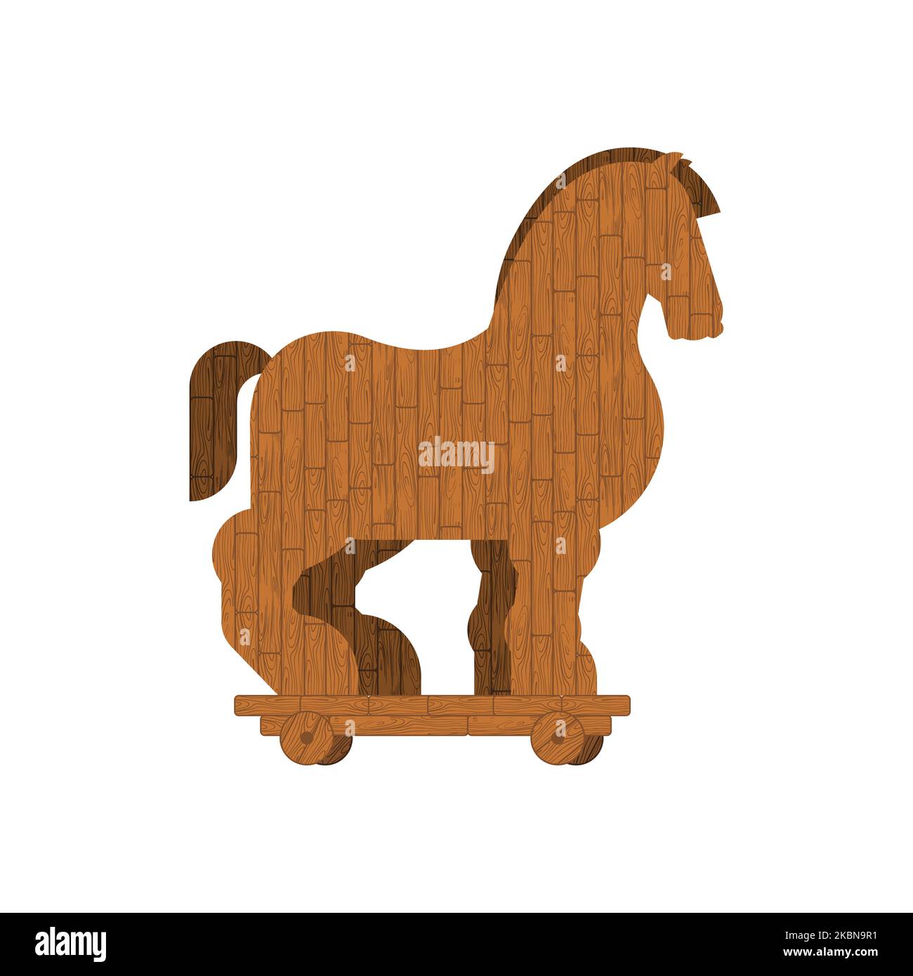 Cheval de Troie en bois isolé. Illustration vectorielle Illustration de Vecteur