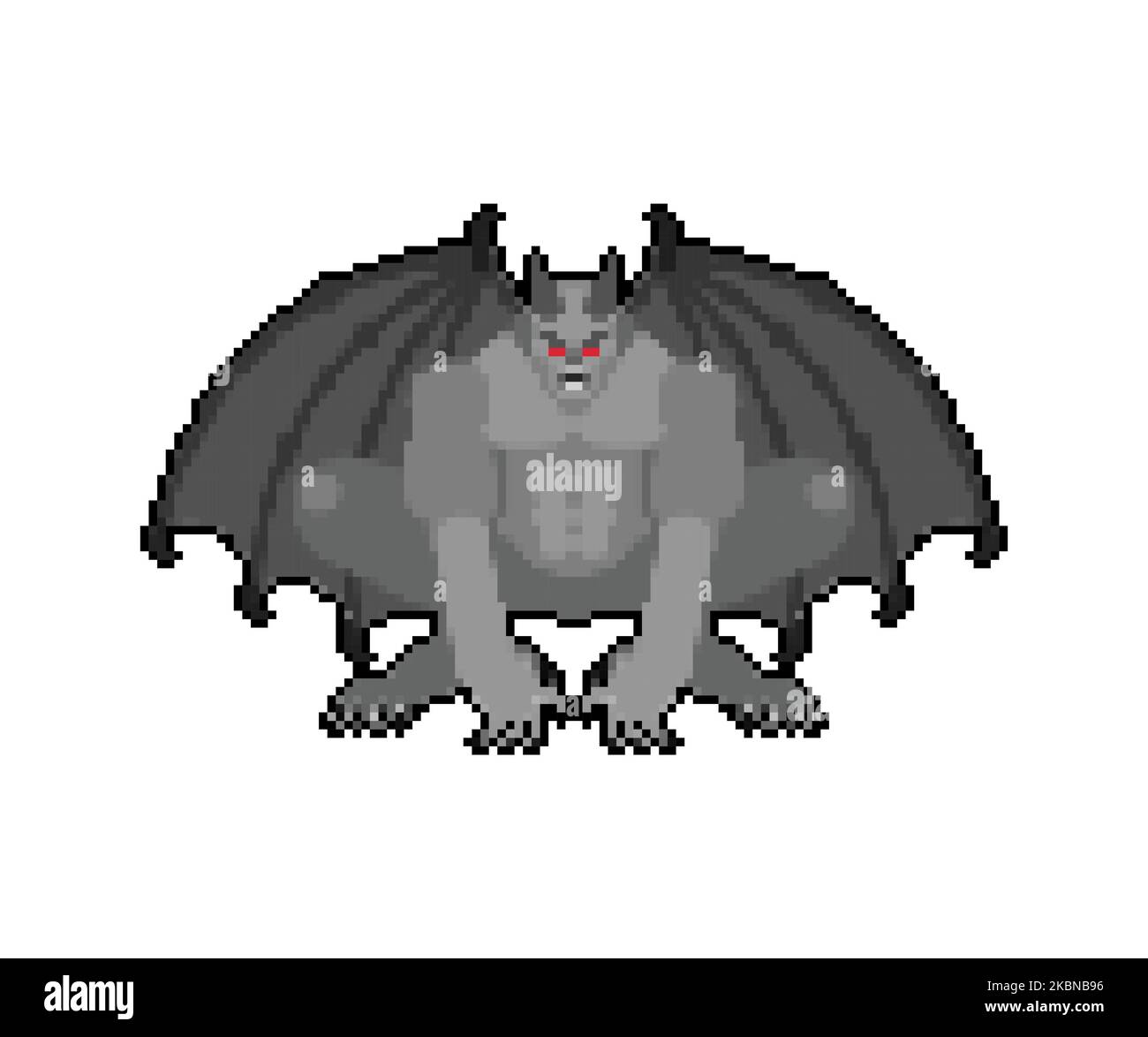 Gargoyle pixel art isolé. 8 bit Stone personnage démoniaque, monstre. Pixelated objet architectural fantastique. Illustration de Vecteur