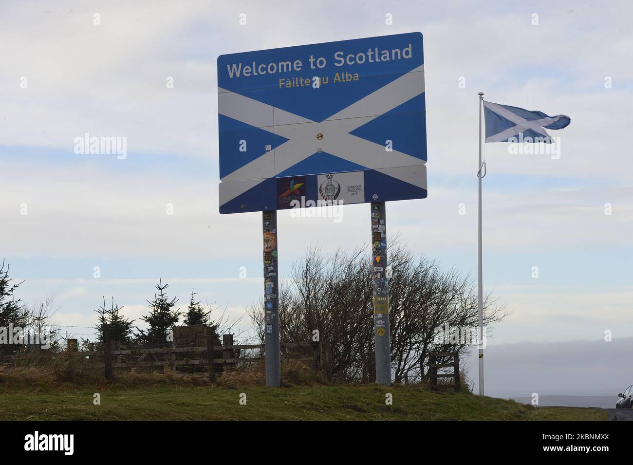 Vue générale de la frontière entre l'Angleterre et l'Écosse à carter Bar, Northumberland, Royaume-Uni, sur 12 mai 2020. (Photo de Tom Collins/MI News/NurPhoto) Banque D'Images