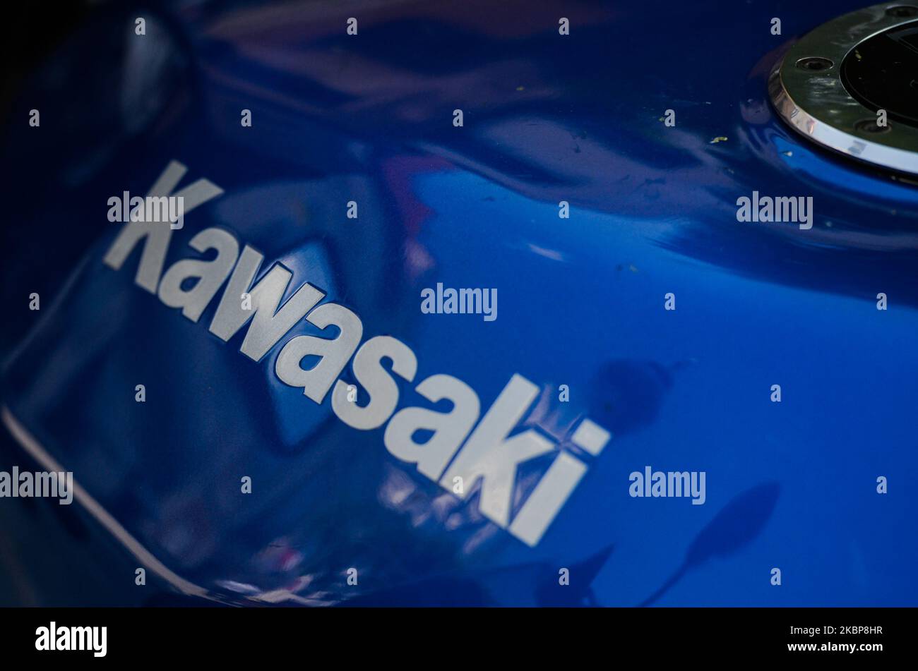 Logo Kawasaki. Dimanche, 17 mai 2020, à Wadowice, petite Pologne Voivodeship, Pologne. (Photo par Artur Widak/NurPhoto) Banque D'Images