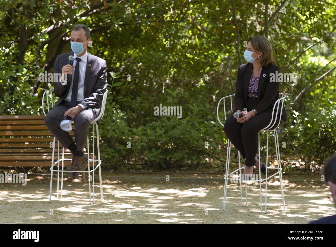 La vice-présidente Teresa Ribera et le ministre Pedro Duque assistent à un colloque scientifique sur la Journée mondiale de l'environnement au jardin botanique royal de Madrid. 5 juin 2020 espagne (photo par Oscar Gonzalez/NurPhoto) Banque D'Images