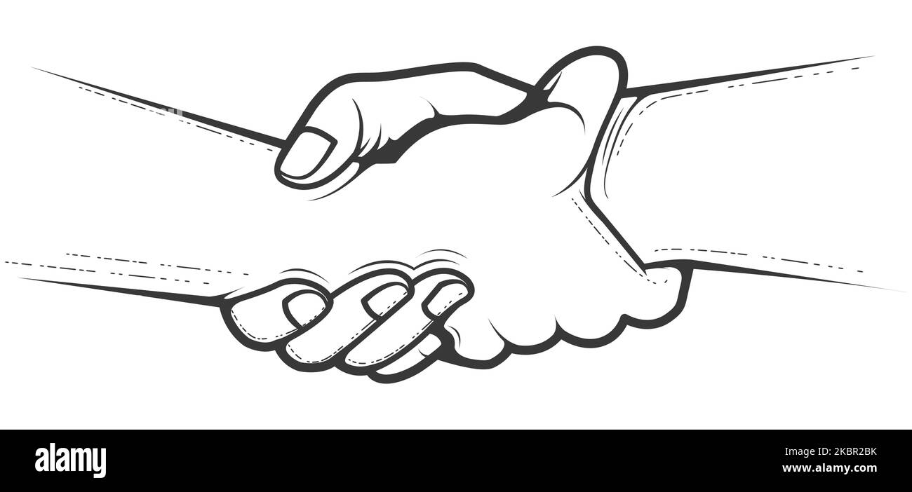 Deux mains tenant le poignet l'une de l'autre, prise solide, poignée de main de type boîte aux lettres, vecteur Illustration de Vecteur