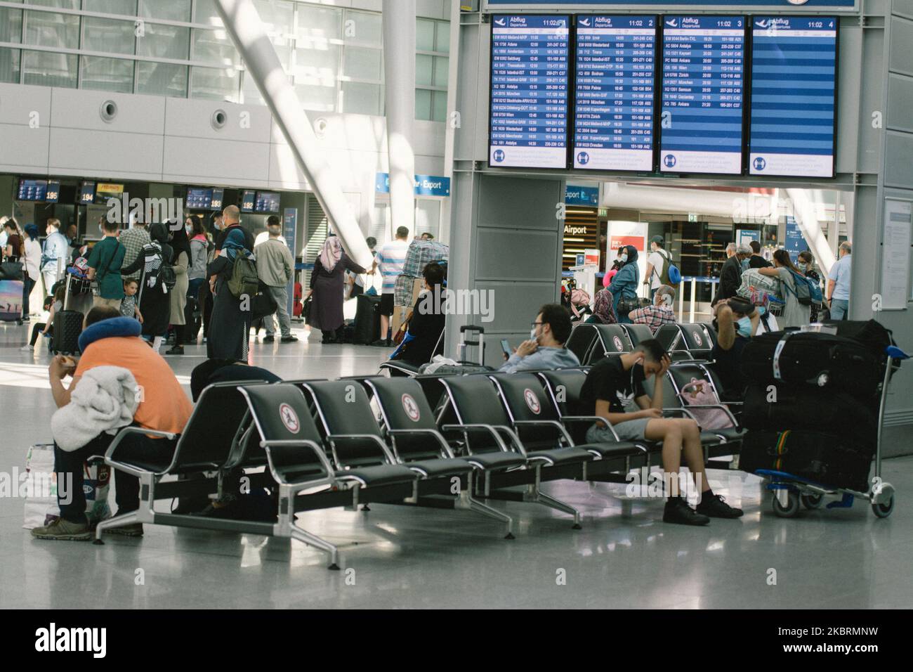 Vue générale de l'aéroport de Düsseldorf alors que la pandémie de coronavirus se poursuit, à Düsseldorf, en Allemagne, sur 26 juin 2020. (Photo de Ying Tang/NurPhoto) Banque D'Images