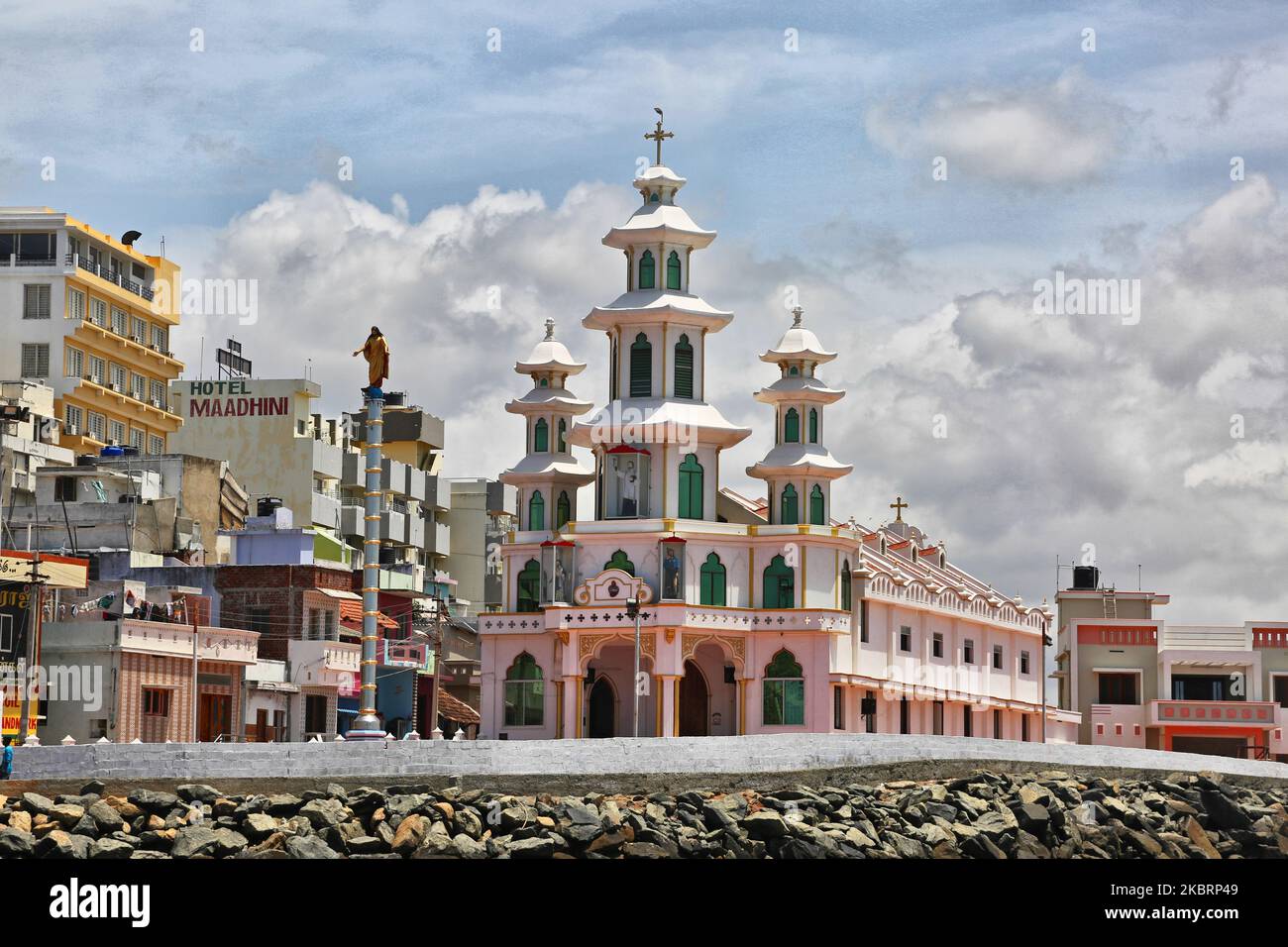 Église Saint-Roch à Kanyakumari, Tamil Nadu, Inde. (Photo de Creative Touch Imaging Ltd./NurPhoto) Banque D'Images