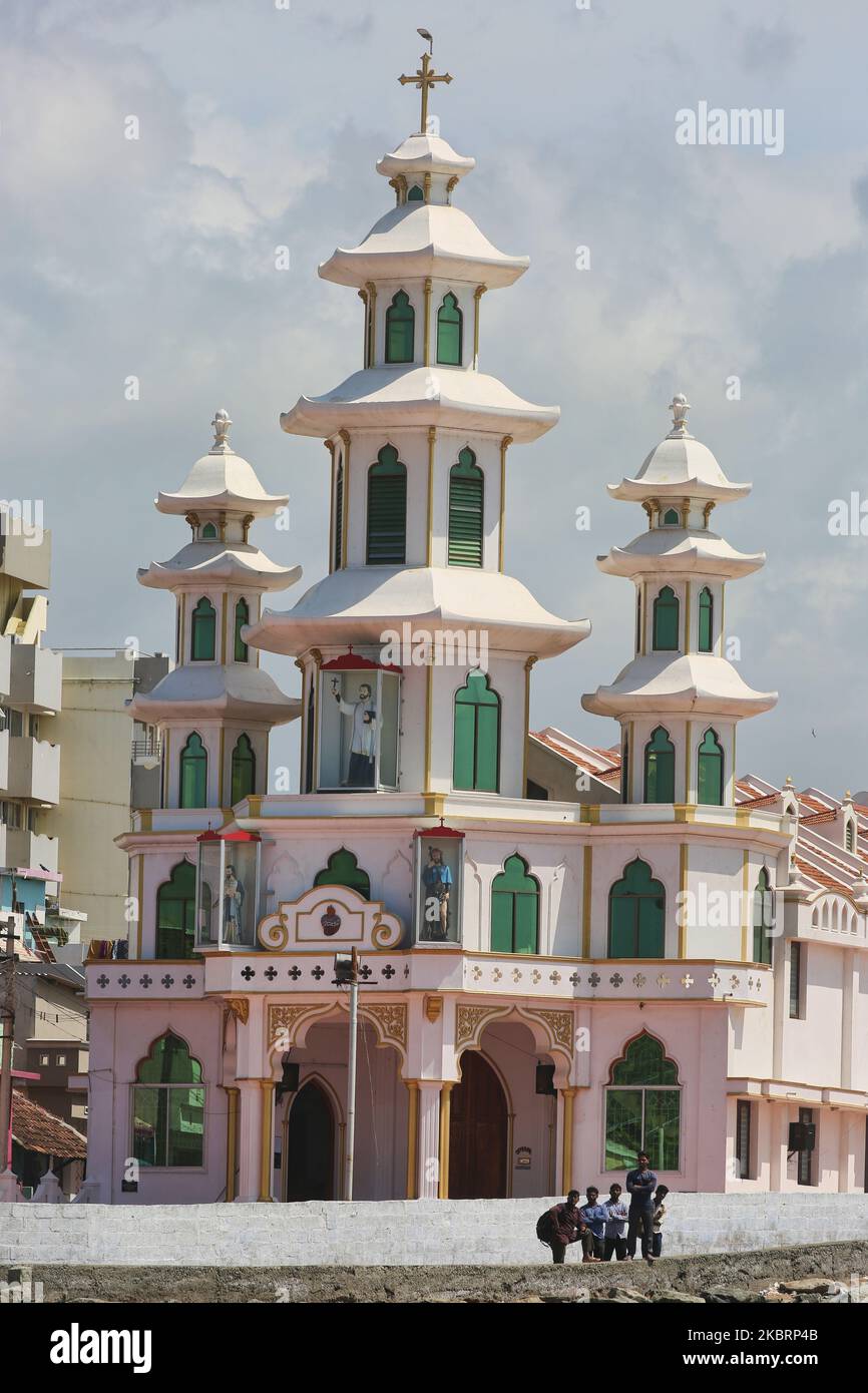 Église Saint-Roch à Kanyakumari, Tamil Nadu, Inde. (Photo de Creative Touch Imaging Ltd./NurPhoto) Banque D'Images