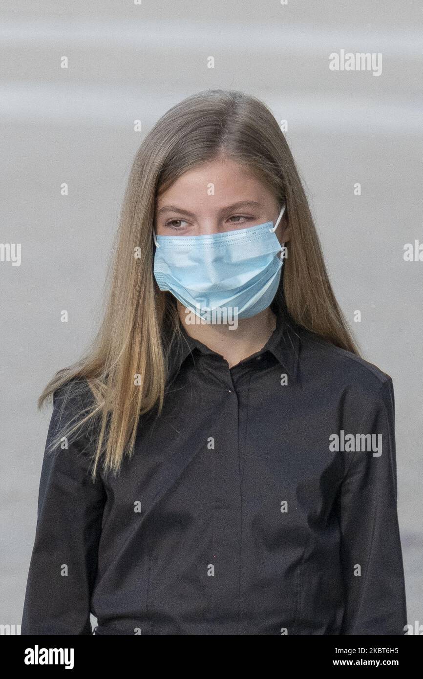 La princesse Leonor d'Espagne arrive à une messe pour rendre hommage aux victimes du coronavirus à la cathédrale de la Almudena, à 06 juillet 2020, à Madrid (Espagne) (photo d'Oscar Gonzalez/NurPhoto) Banque D'Images