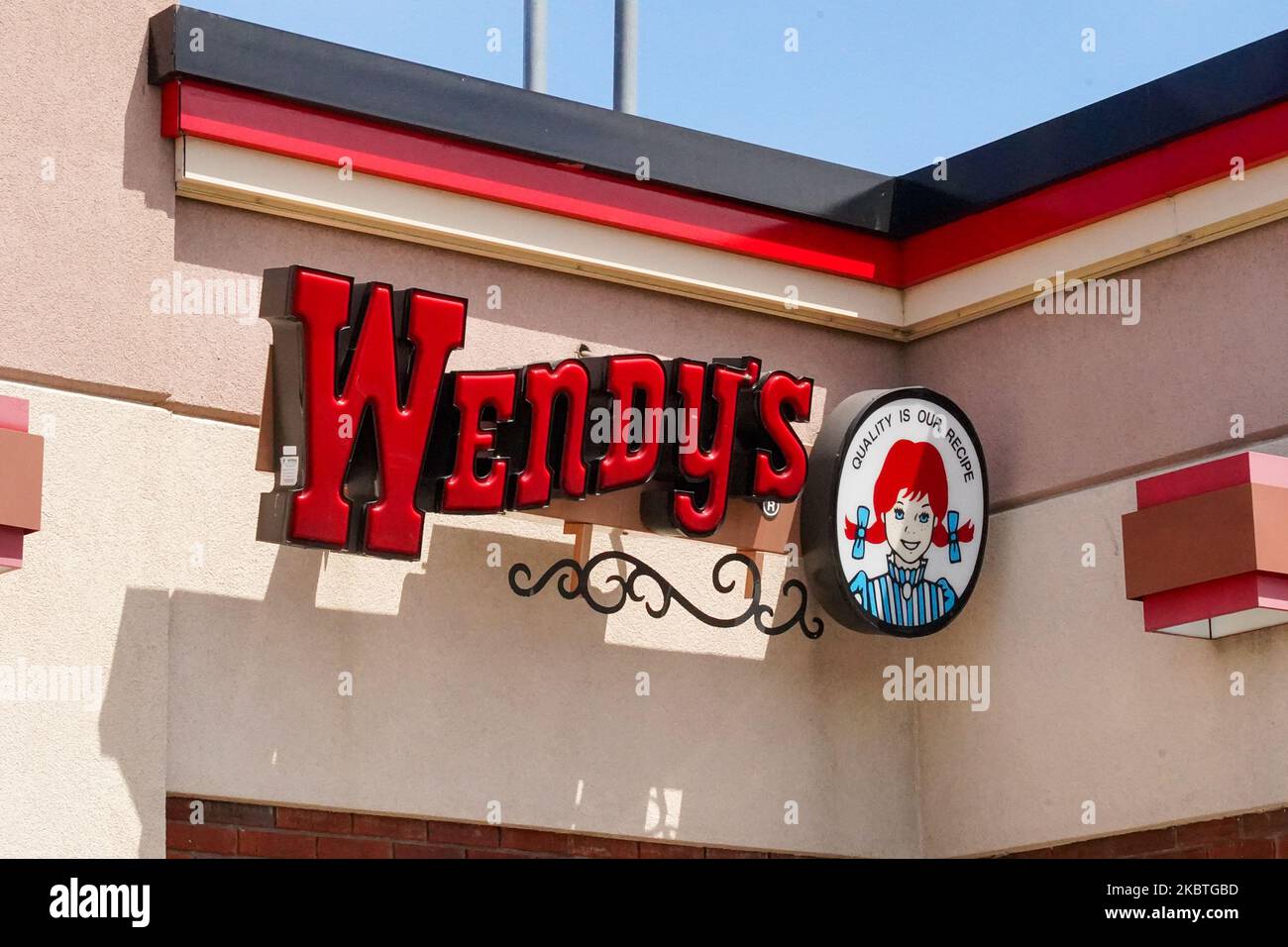 Une vue sur un restaurant Wendy's à long Island, Queens, NY., USA., on 12 juillet, 2020. Les manifestants de Wendy appellent à la création d’un « centre de la paix » où Rayshard Brooks est mort. (Photo de John Nacion/NurPhoto) Banque D'Images