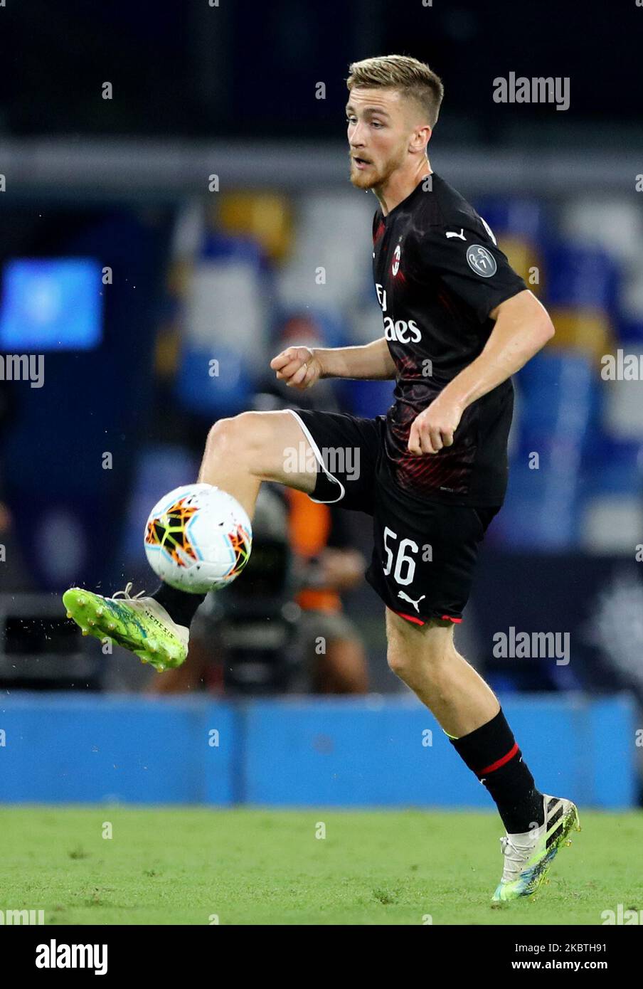 Alexis Saelemaekers de Milan pendant le football série A match SSC Napoli / AC Milan au stade San Paolo de Naples, Italie sur 12 juillet 2020 (photo de Matteo Ciambelli/NurPhoto) Banque D'Images