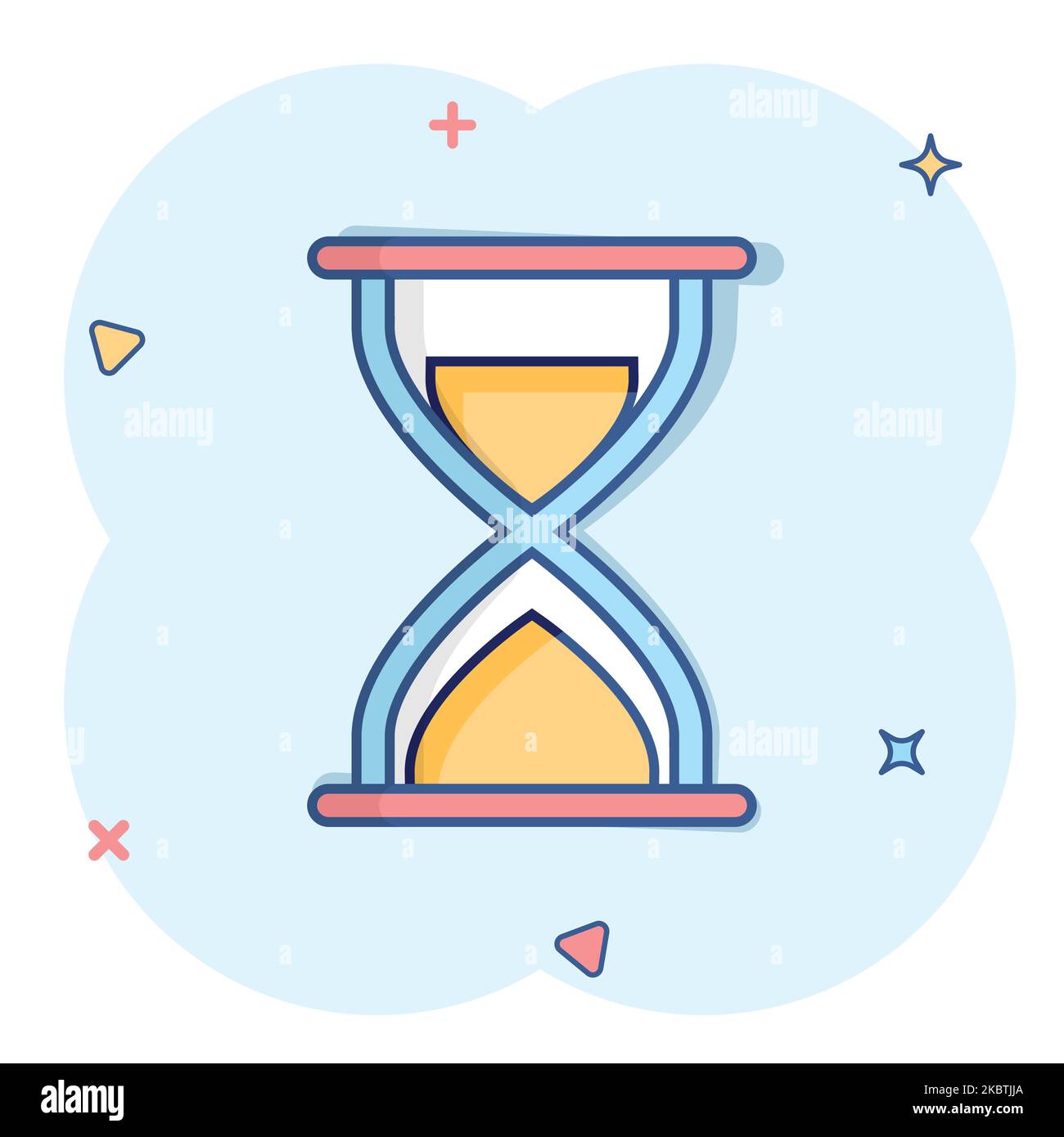 Icône HourGlass dans le style comique. Illustration vectorielle de dessin animé en verre de sable sur fond blanc isolé. Concept d'entreprise effet projection horloge. Illustration de Vecteur