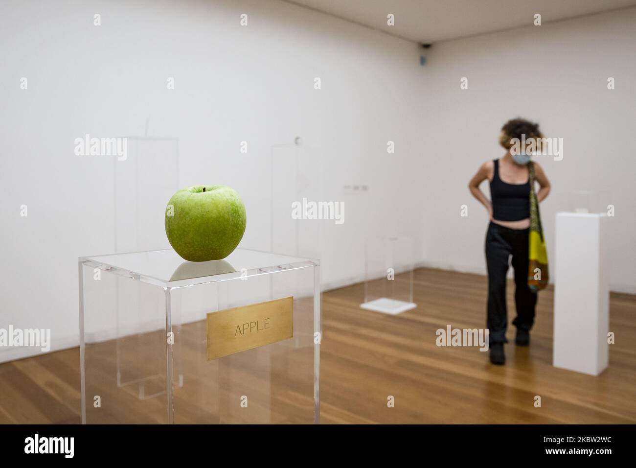 Visiteur de l'exposition par l'artiste Yoko Ono, « le jardin de l'apprentissage pour la liberté » au Musée d'art contemporain Serralves, Qui a ouvert sur 30 mai et sera présent jusqu'à 15 novembre sans la présence de l'artiste, en raison de la pandémie de 19, le 22 juin 2020 à Porto, Portugal. L'exposition, qui compte un total de 297 pièces, l'artiste explorant des thèmes de nature politique, l'amour, la mort, la guerre, la violence contre les femmes. Dans l'exposition, nous pouvons également voir des pièces emblématiques telles qu'Apple, ''EX IT'' et certains films qu'il a réalisés en partenariat avec John Lennon. (Photo de Rita Franca/N. Banque D'Images