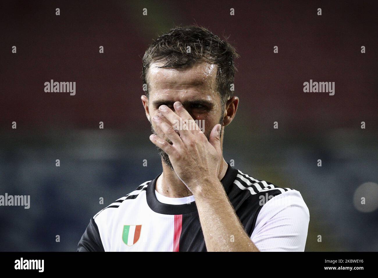 Juventus milieu de terrain Miralem Pjanic (5) montre la déjection pendant la série Un match de football n.37 entre Cagliari et Juventus sur 29 juillet 2020 à la Sardegna Arena à Cagliari, Sardaigne, Italie. Résultat final: Cagliari-Juventus 2-0. (Photo de Matteo Bottanelli/NurPhoto) Banque D'Images