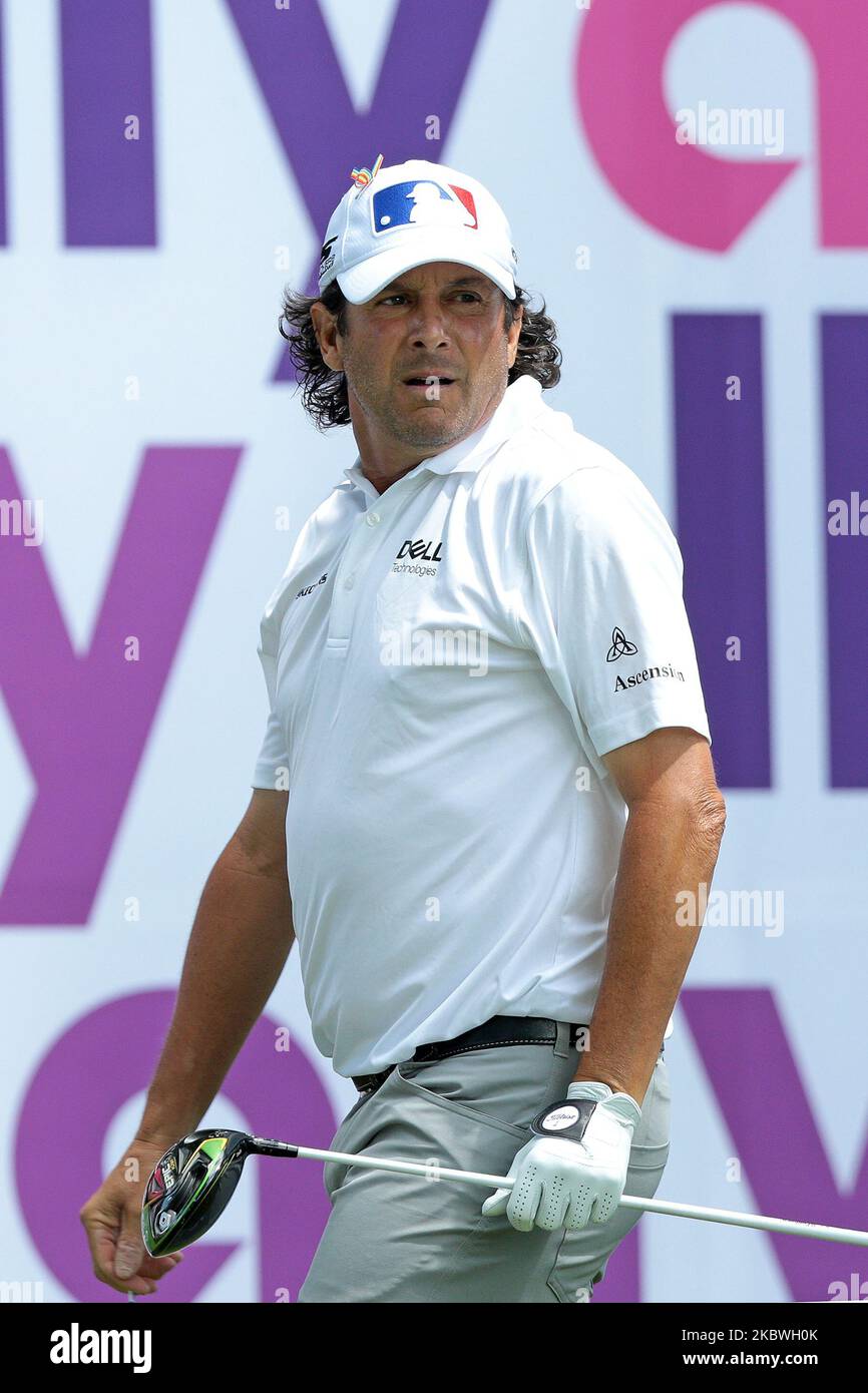Billy Andrade des États-Unis suit son tir au tee-shirt sur le 18th trous lors de la première partie du défi Ally présenté par McLaren au Warwick Hills Golf & Country Club, Grand blanc, MI, USA Friday, 31 juillet, 2020. (Photo de Jorge Lemus/NurPhoto) Banque D'Images