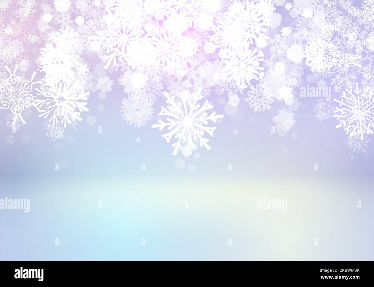 Carte de Noël avec flocons de neige tombant sur un arrière-plan flou 