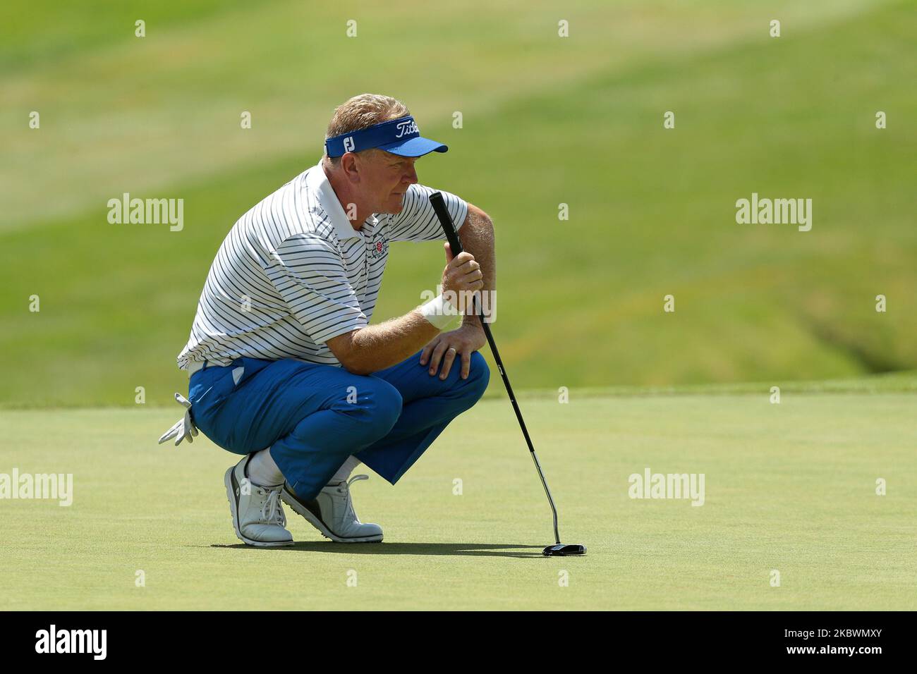 Paul Broadhurst d'Angleterre fait la queue sur le green 17th lors de la première partie du défi Ally présenté par McLaren au Warwick Hills Golf & Country Club, Grand blanc, MI, USA Friday, 31 juillet, 2020. (Photo de Jorge Lemus/NurPhoto) Banque D'Images