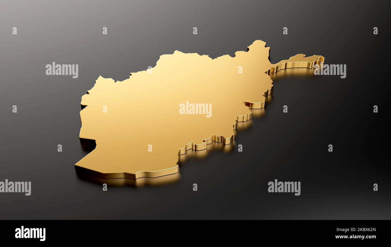 Une illustration de la carte exclusive de l'Afghanistan, isolée sur fond noir Banque D'Images