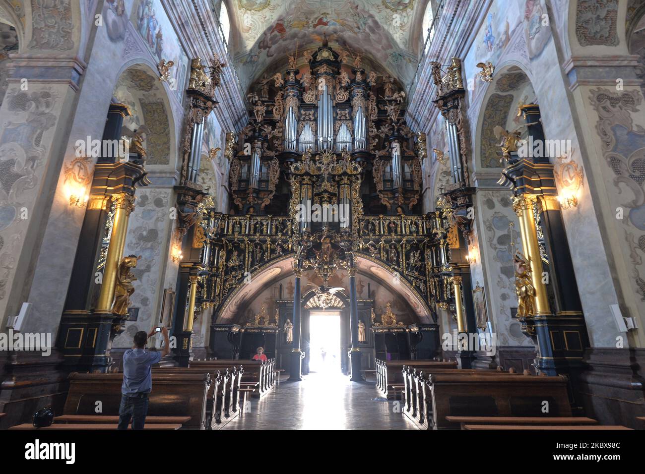 Vue sur l'orgue de la Basilique de l'Annonciation de la Sainte Vierge Marie à Lezajsk. Sur 3 août 2020, à Lezajsk, Voïvodie sous-carpathe, Pologne. (Photo par Artur Widak/NurPhoto) Banque D'Images