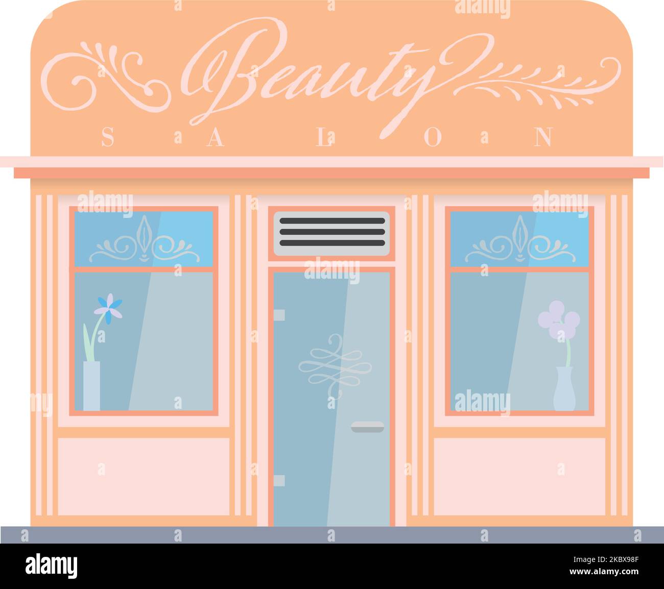 Salon de beauté bâtiment façade isolé plat design illustration vectorielle Illustration de Vecteur
