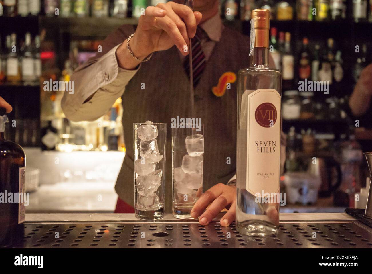 Boisson du pub à Naples, Italie, le 23 avril 2019 (photo de Paolo Manzo/NurPhoto) Banque D'Images