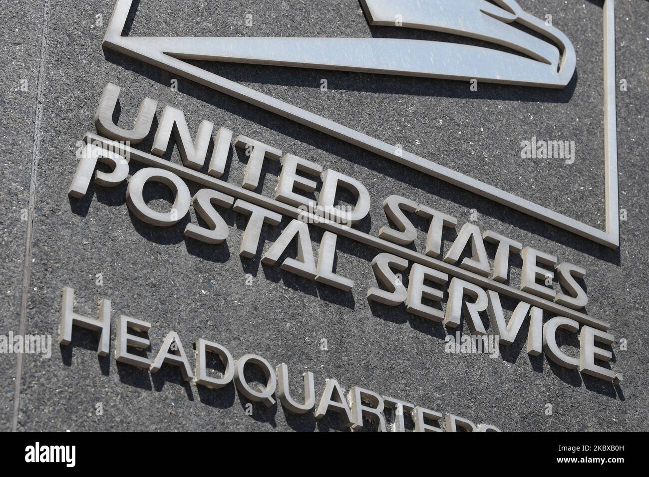 Signe du siège social du service de poste d'État Unite (USPS), sur 18 août 2020, Washington DC, États-Unis. (Photo de Lénine Nolly/NurPhoto) Banque D'Images
