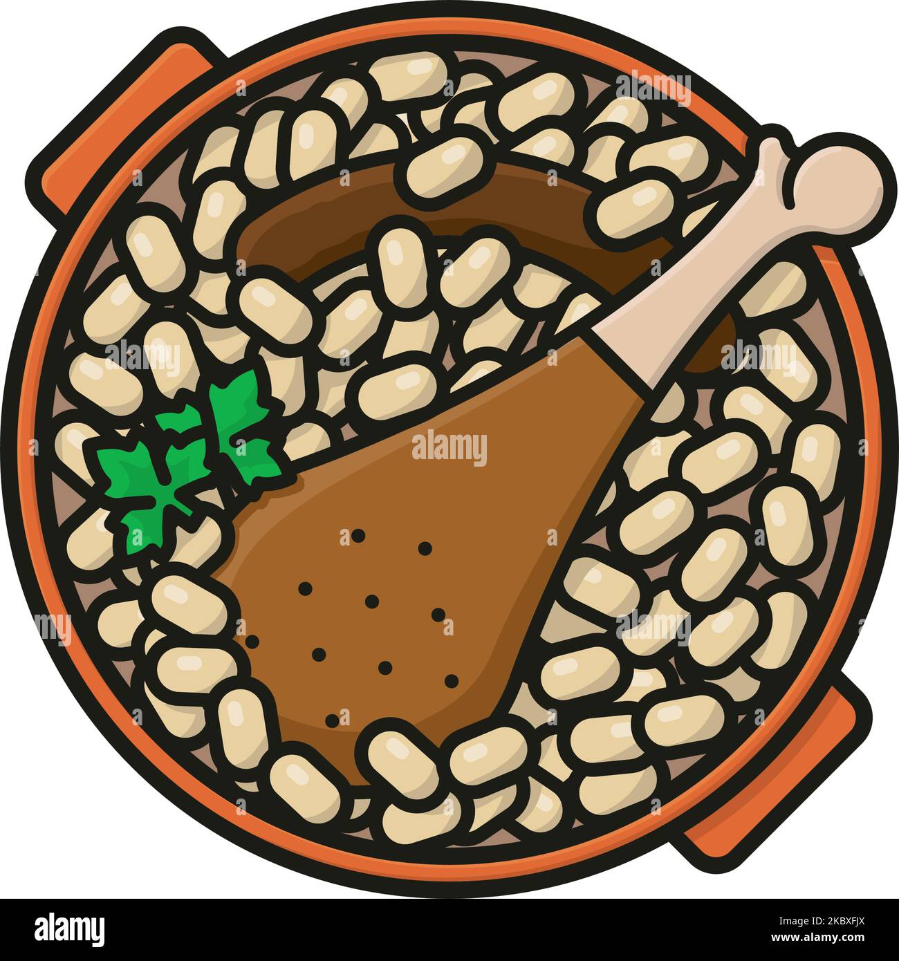 Ragoût français avec confit d'oie et illustration vectorielle à la saucisse pour le jour de Cassoulet sur 9 janvier Illustration de Vecteur