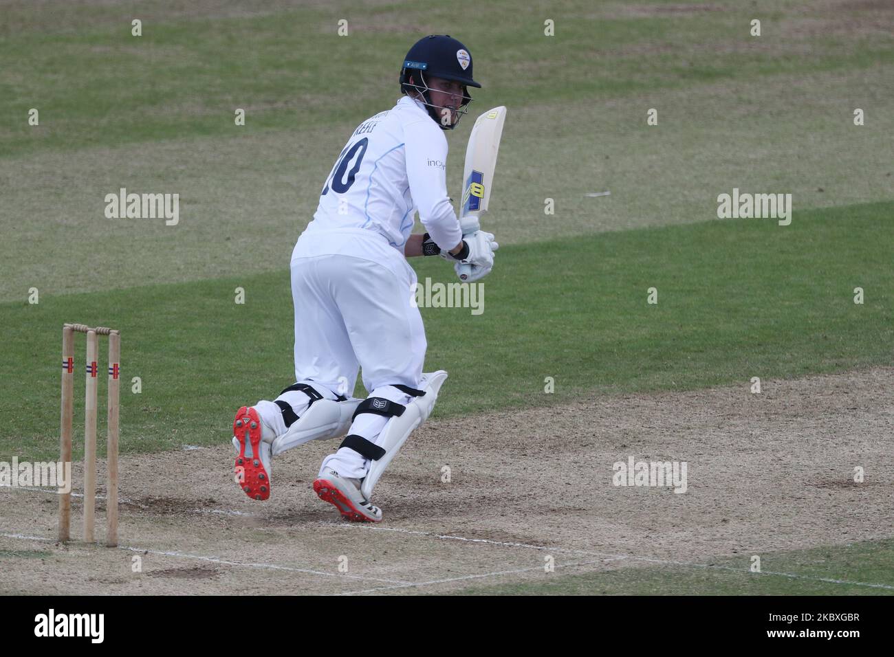 Luis Reece de Derbyshire batting pendant le Bob Willis Trophy Match entre le Durham County Cricket Club et le Derbyshire County Cricket Club à Emirates Riverside, Chester le Street (photo de Mark Fletcher/MI News/NurPhoto) Banque D'Images