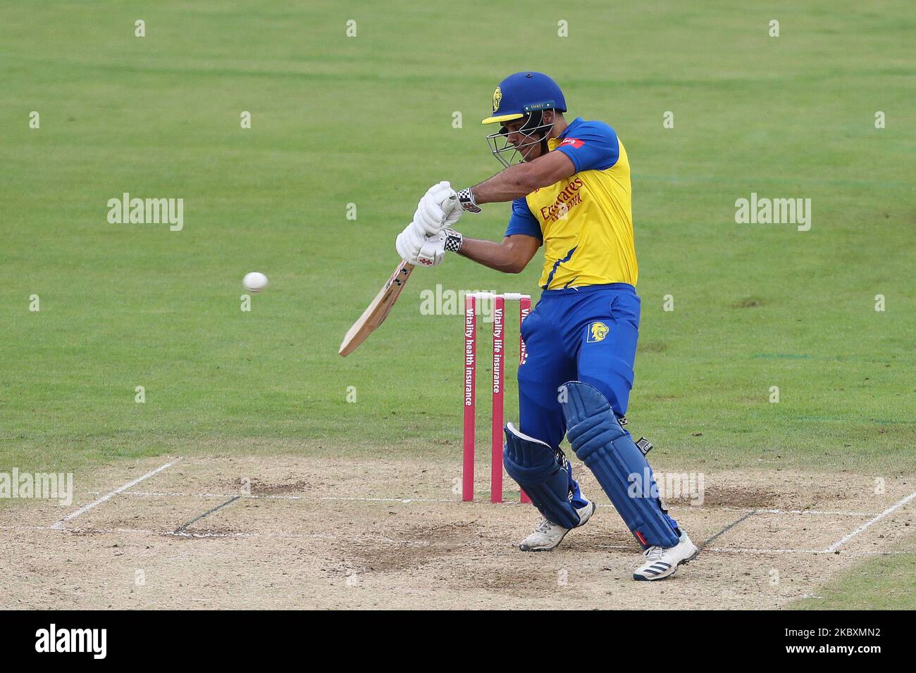 David Bedingham de Durham lors du match du Vitality Blast T20 entre le Durham County Cricket Club et le Lancashire à Emirates Riverside, Chester le Street, Royaume-Uni, on 27 août 2020. (Photo de Mark Fletcher/MI News/NurPhoto) Banque D'Images