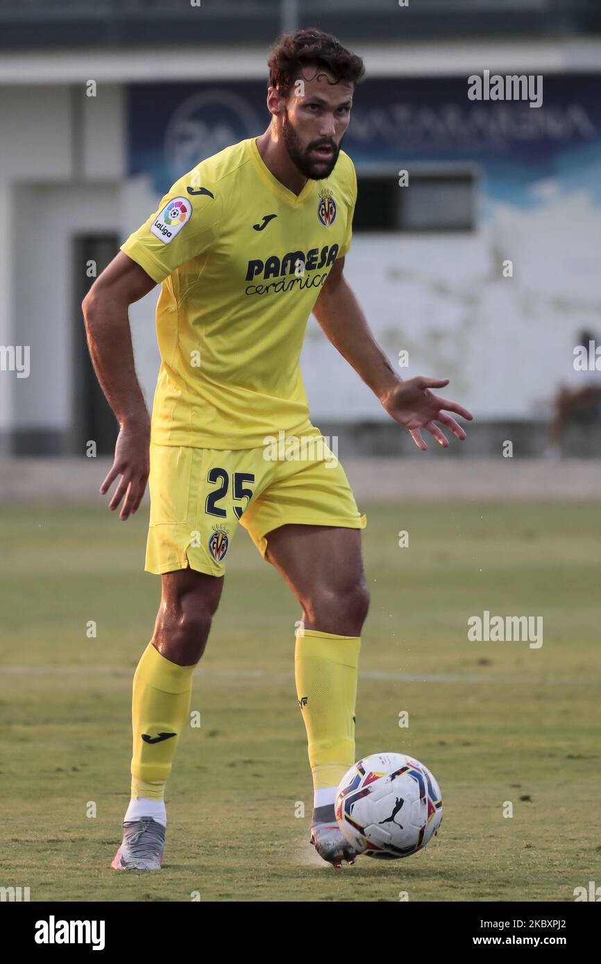 ALFONSO PEDRAZA de Villarreal duraign le jeu d'avant-saison entre Valencia CF et Villarreal CF à Pinatar Arena sur 28 août 2020 à San Pedro del Pinatar, Espagne. (Photo de Jose Miguel Fernandez/NurPhoto) Banque D'Images