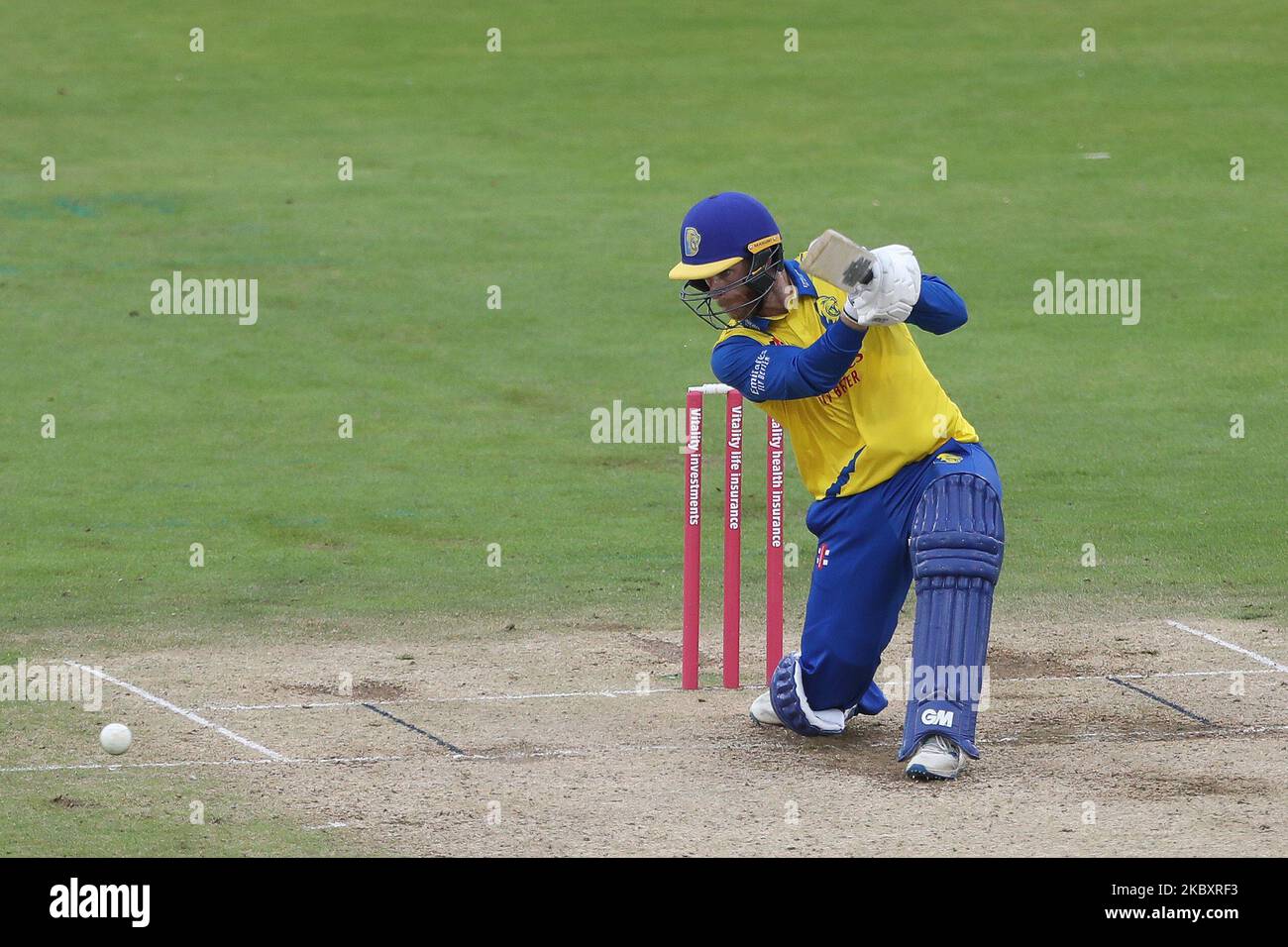 Graham Clark, de Durham, lors du match de Vitality Blast T20 entre le Durham County Cricket Club et le Nottinghamshire à Emirates Riverside, Chester le 29th août 2020. (Photo de Mark Fletcher/MI News/NurPhoto) Banque D'Images